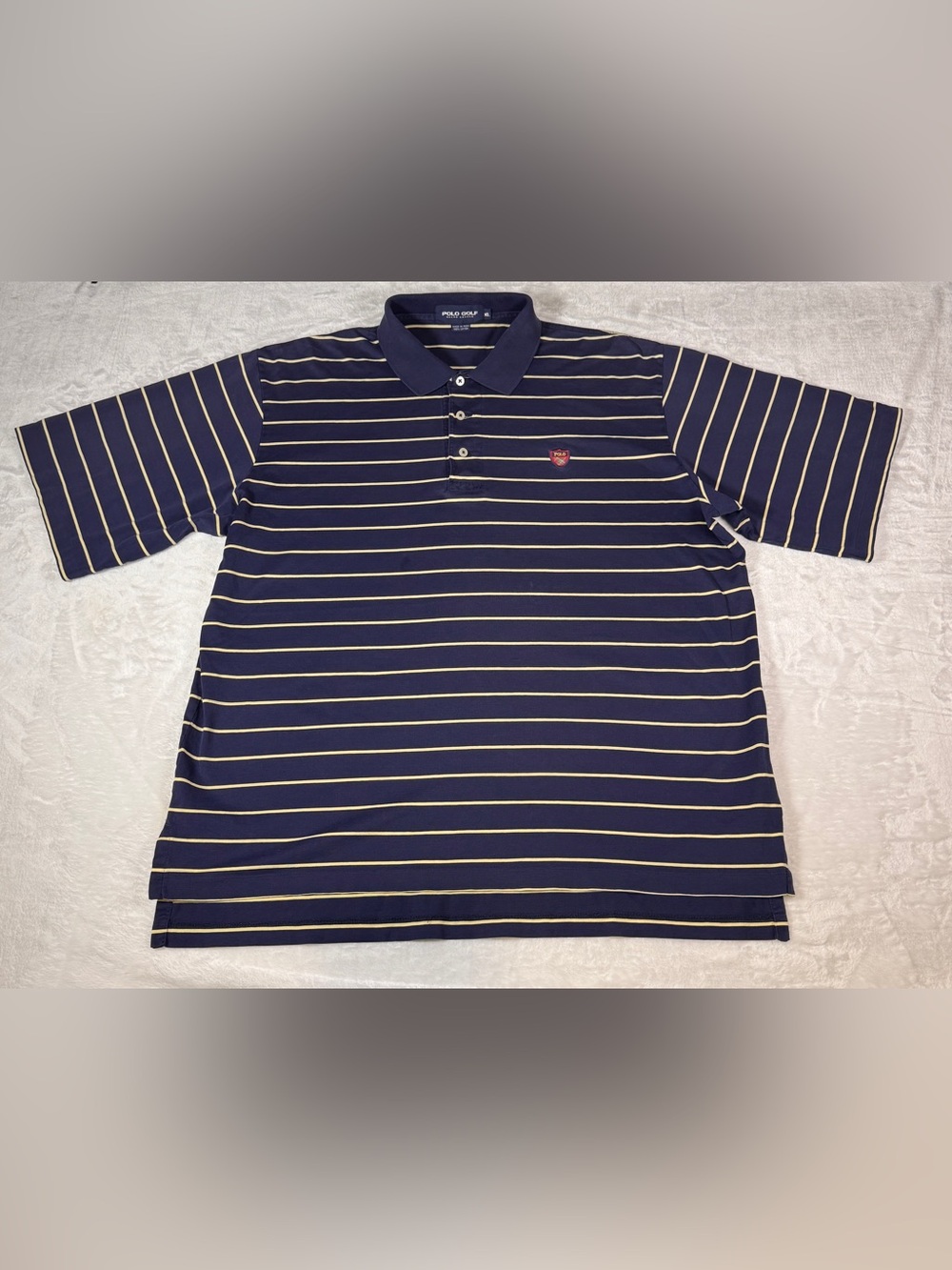 Polo Golf Ralph Lauren Men’s XL Navy Blue Striped Cotton Golf Polo Shirt